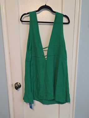 Cupshe Emerald Green Deep V Swim Coverup